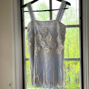 ALEXIS  Fulton dress in stripe embroidery ..Size Small..Blue and white color